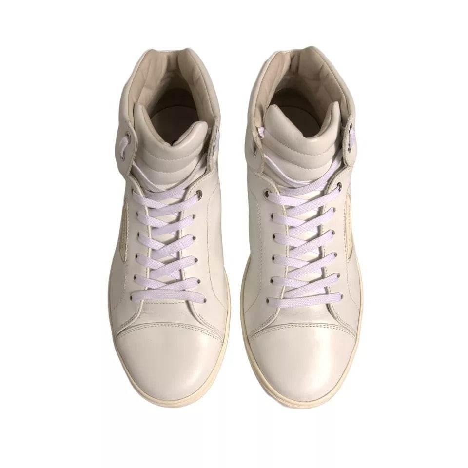 Dolce & Gabbana White London Logo High Top Sneakers Shoes - Hilstor