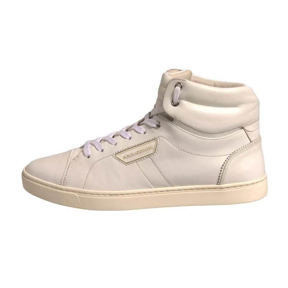 Dolce & Gabbana White London Logo High Top Sneakers Shoes - Hilstor
