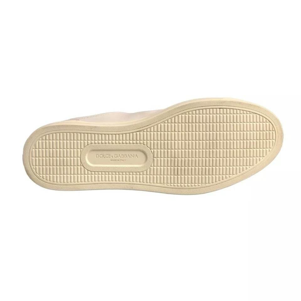 Dolce & Gabbana White Leather Heart Embellished Sneakers Shoes - Hilstor