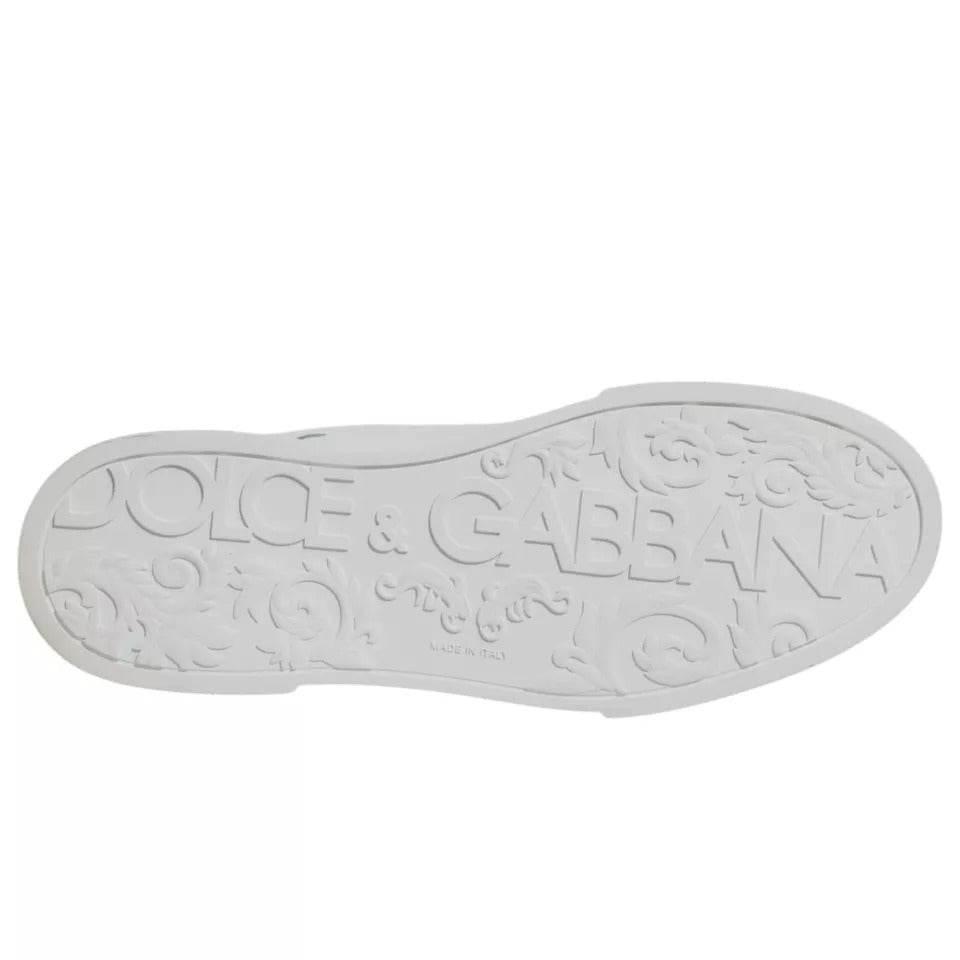 Dolce & Gabbana White Green Leather Crown Milano Sneakers Shoes - Hilstor