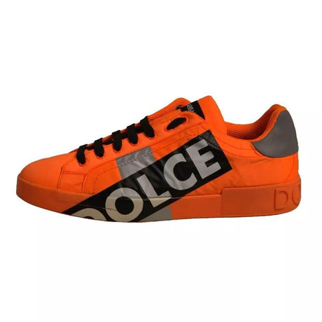 Dolce & Gabbana Orange Portofino Logo Tape Men Sneakers Shoes - Hilstor