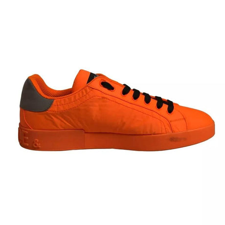 Dolce & Gabbana Orange Portofino Logo Tape Men Sneakers Shoes - Hilstor