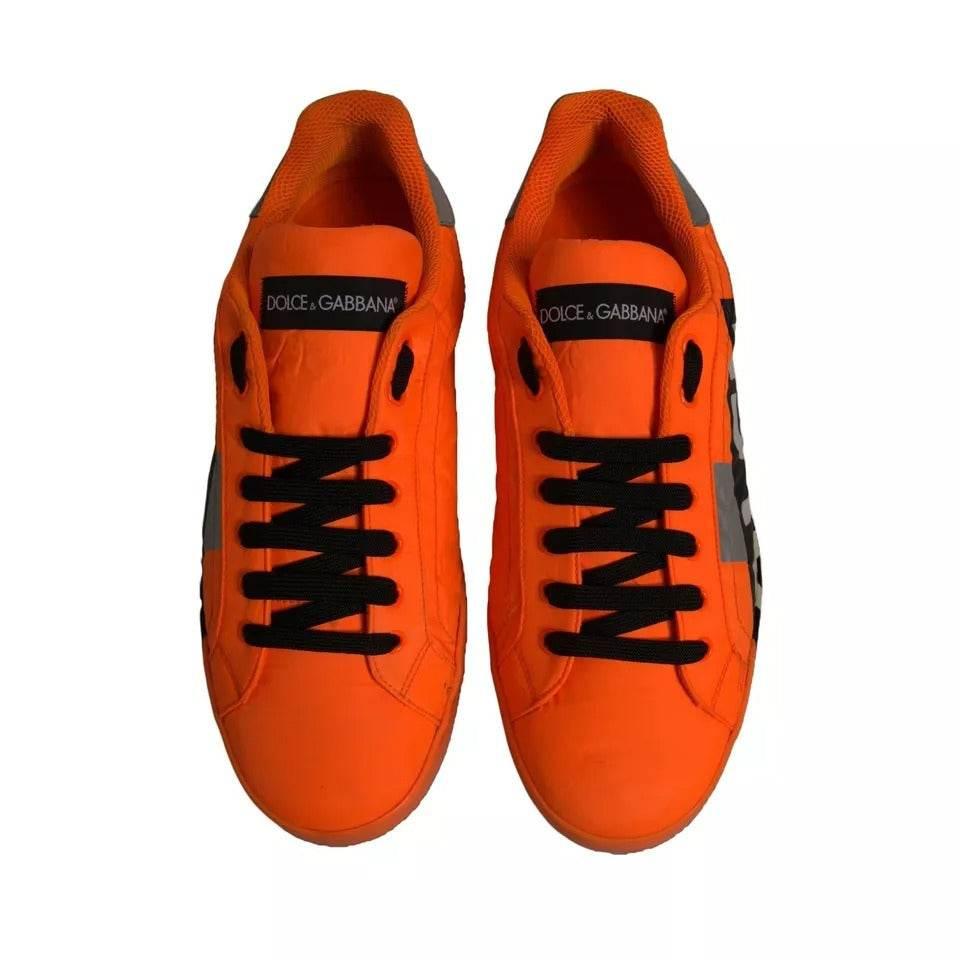 Dolce & Gabbana Orange Portofino Logo Tape Men Sneakers Shoes - Hilstor