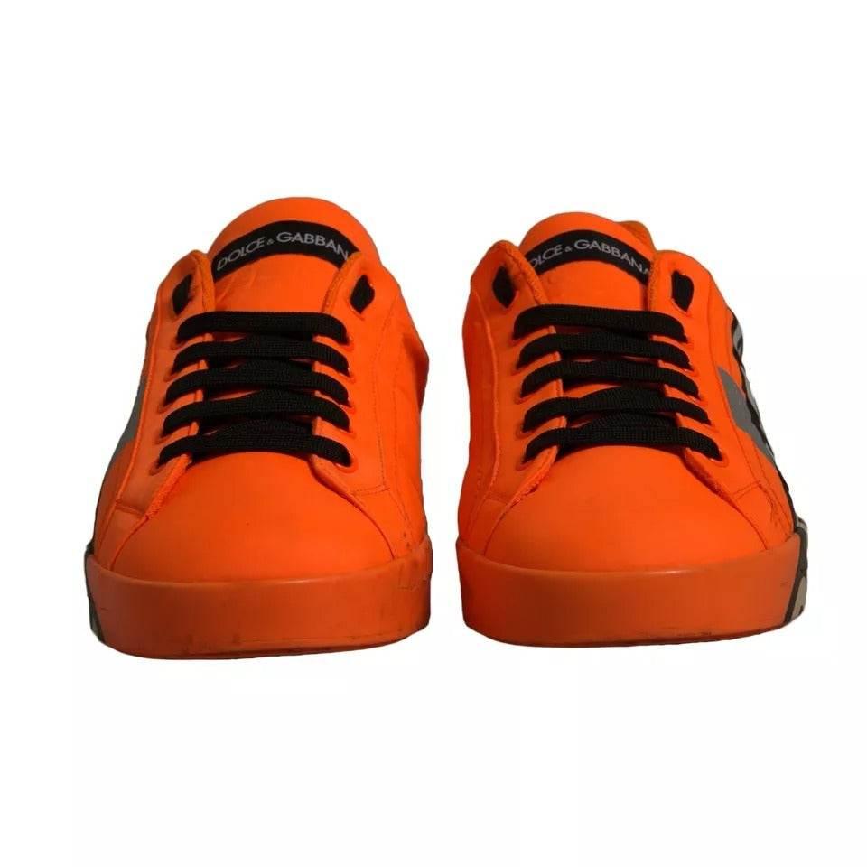 Dolce & Gabbana Orange Portofino Logo Tape Men Sneakers Shoes - Hilstor