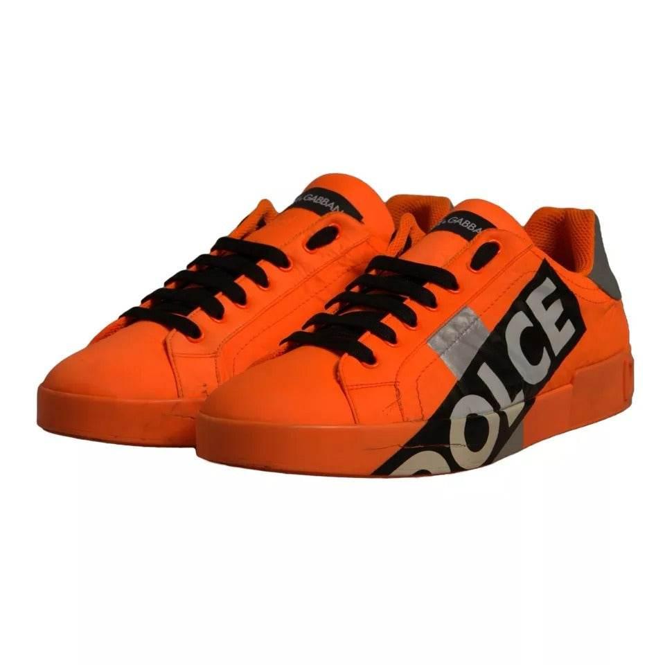Dolce & Gabbana Orange Portofino Logo Tape Men Sneakers Shoes - Hilstor
