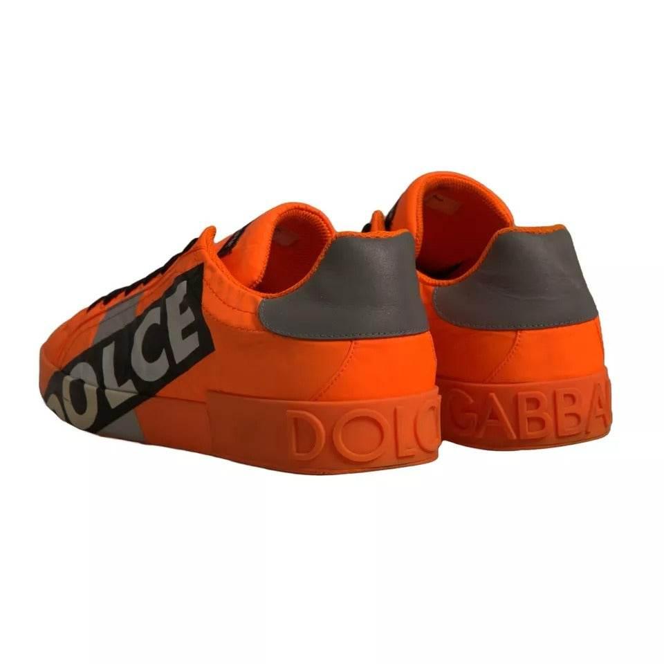 Dolce & Gabbana Orange Portofino Logo Tape Men Sneakers Shoes - Hilstor