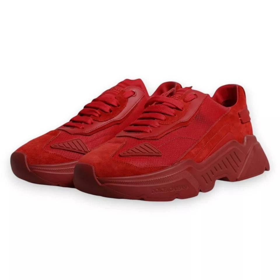 Dolce & Gabbana Red Leather Daymaster Low Top Sneakers Shoes - Hilstor