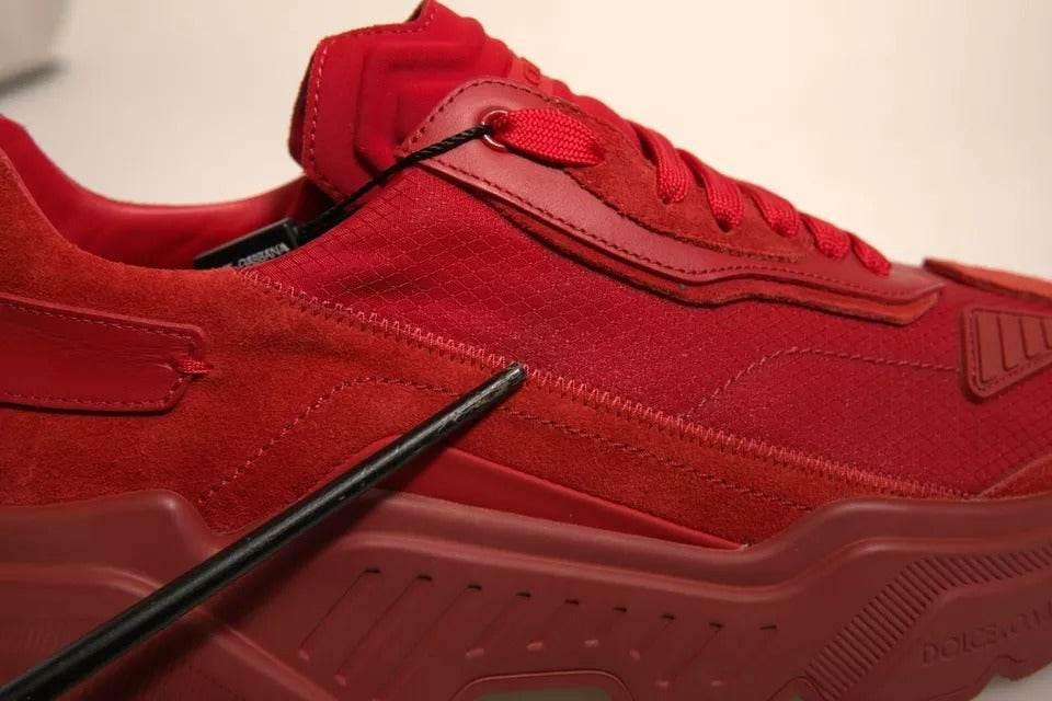 Dolce & Gabbana Red Leather Daymaster Low Top Sneakers Shoes - Hilstor