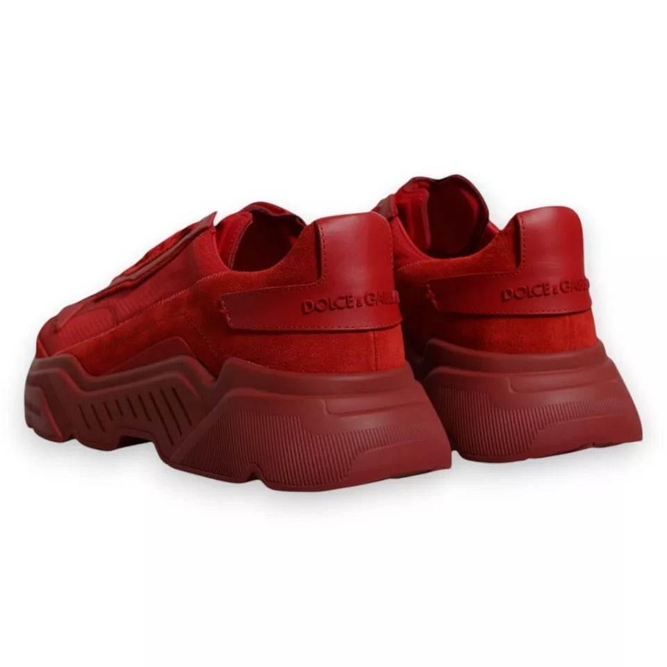 Dolce & Gabbana Red Leather Daymaster Low Top Sneakers Shoes - Hilstor