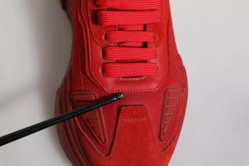 Dolce & Gabbana Red Leather Daymaster Low Top Sneakers Shoes - Hilstor