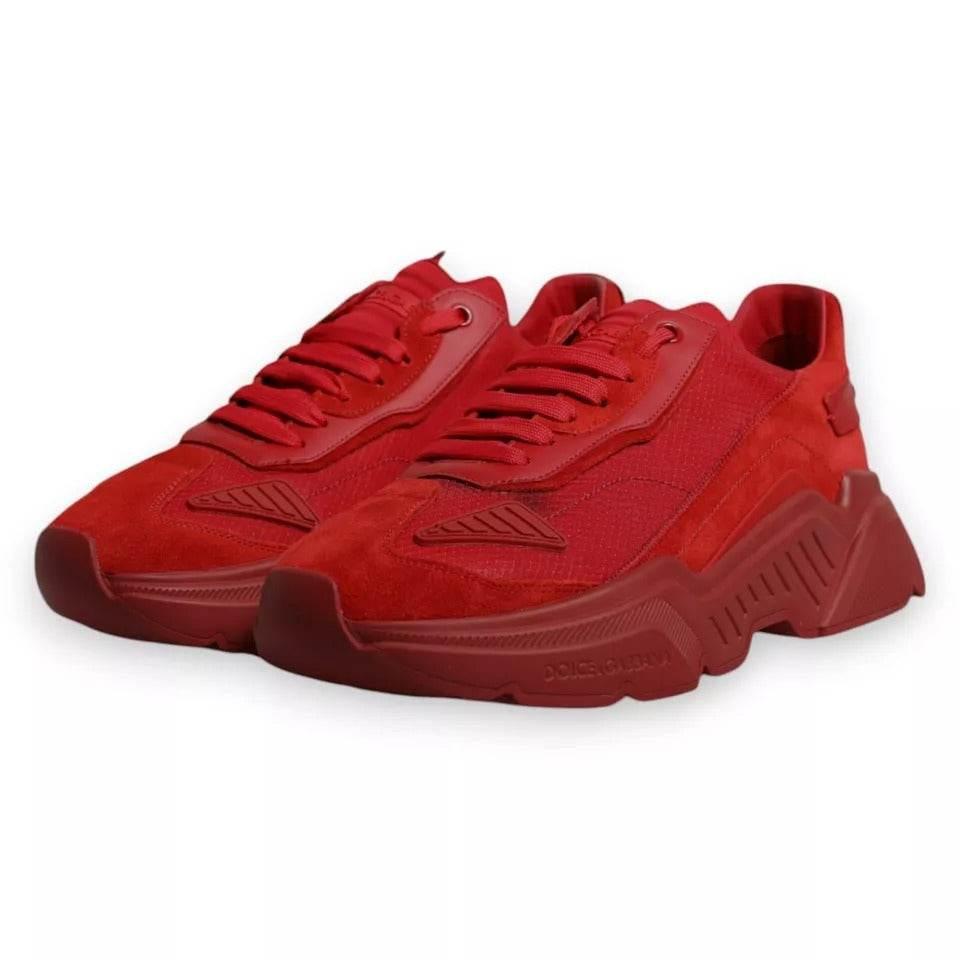 Dolce & Gabbana Red Leather Daymaster Low Top Sneakers Shoes - Hilstor