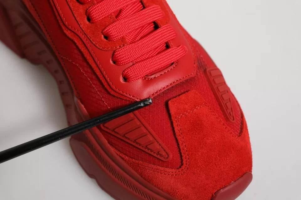 Dolce & Gabbana Red Leather Daymaster Low Top Sneakers Shoes - Hilstor