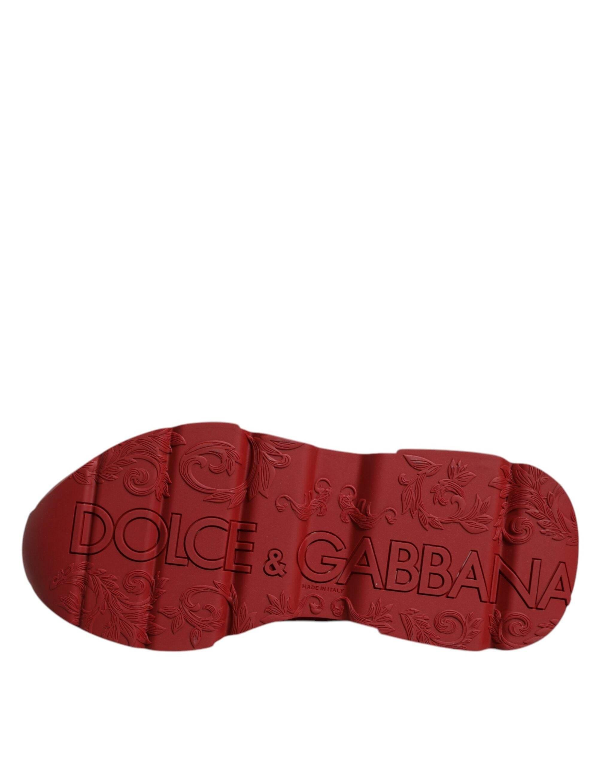 Dolce & Gabbana Red Leather Daymaster Low Top Sneakers Shoes - Hilstor