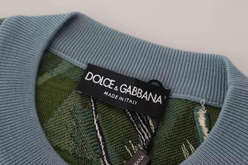 Dolce & Gabbana Jungle Wool Silk Pullover Logo Sweater - Hilstor