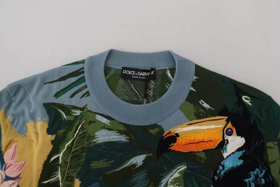 Dolce & Gabbana Jungle Wool Silk Pullover Logo Sweater - Hilstor
