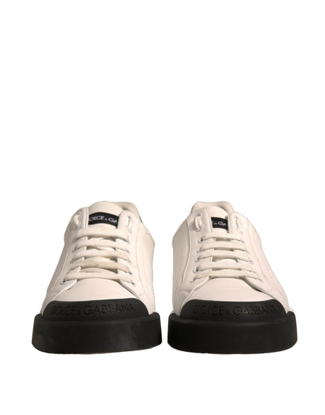 Dolce & Gabbana White Leather Logo Portofino Sneakers Shoes - Hilstor