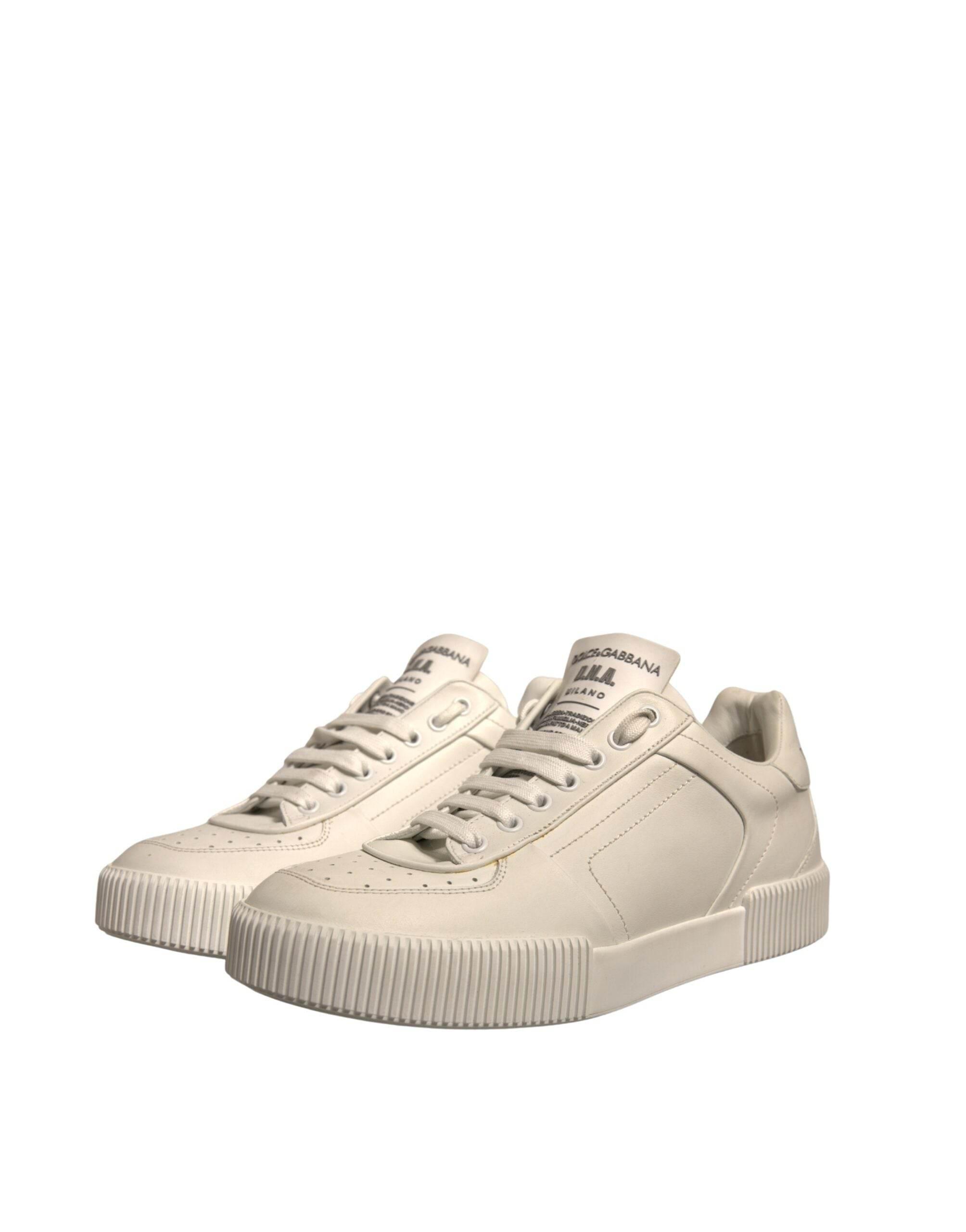 Dolce & Gabbana White Miami Leather Low Top Sneakers Shoes - Hilstor