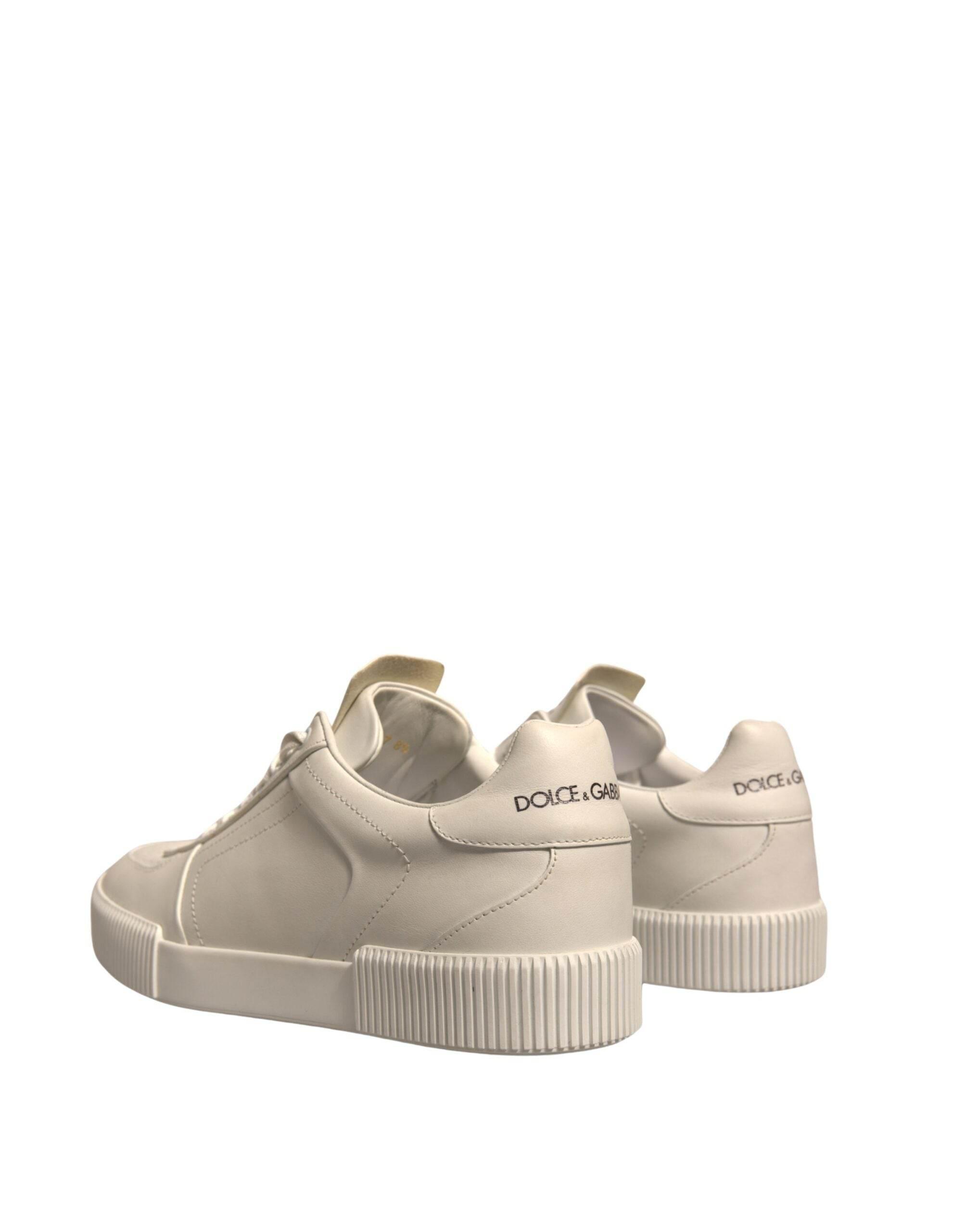 Dolce & Gabbana White Miami Leather Low Top Sneakers Shoes - Hilstor