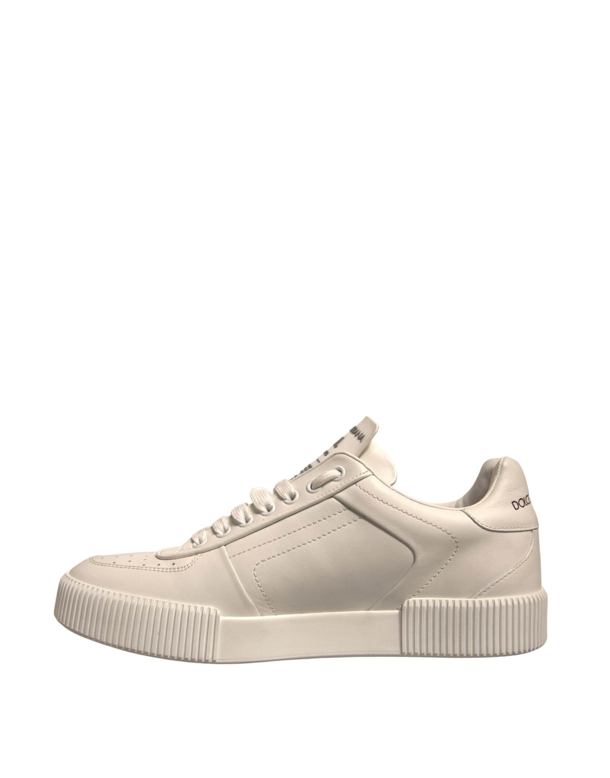 Dolce & Gabbana White Miami Leather Low Top Sneakers Shoes - Hilstor