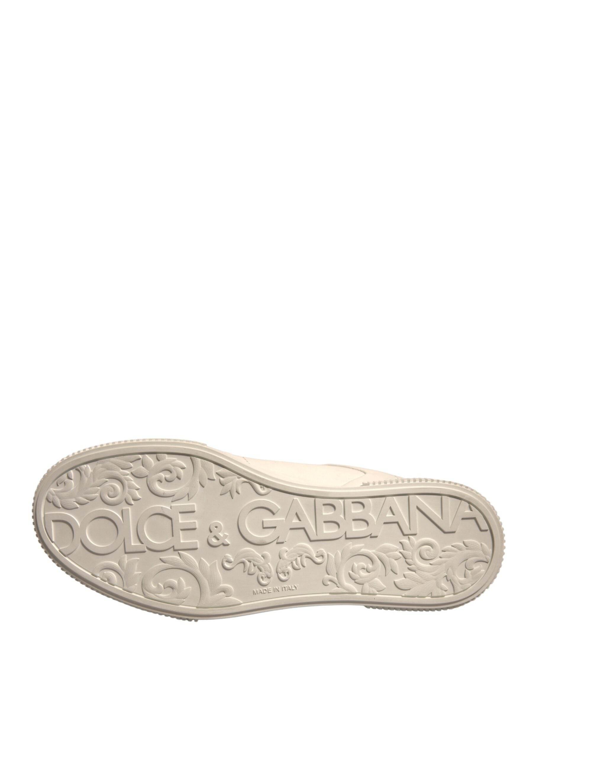 Dolce & Gabbana White Miami Leather Low Top Sneakers Shoes - Hilstor