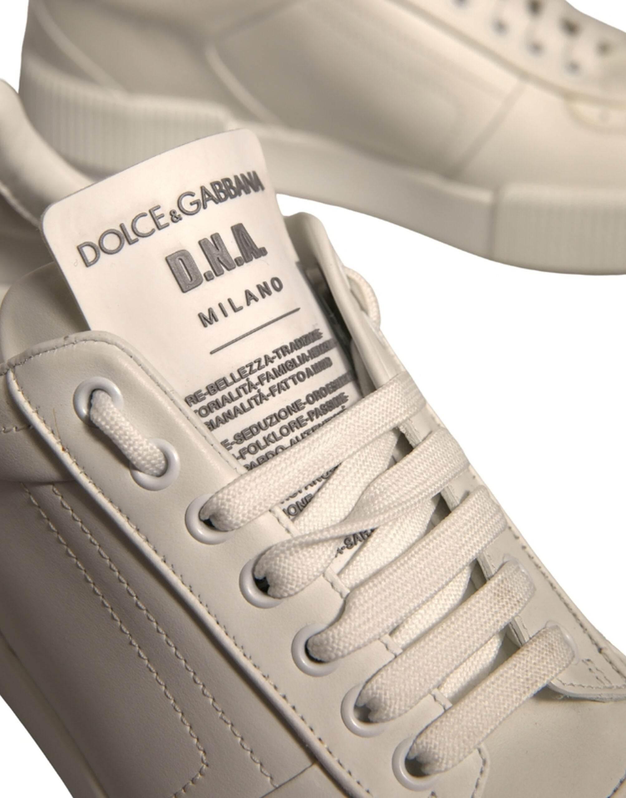Dolce & Gabbana White Miami Leather Low Top Sneakers Shoes - Hilstor