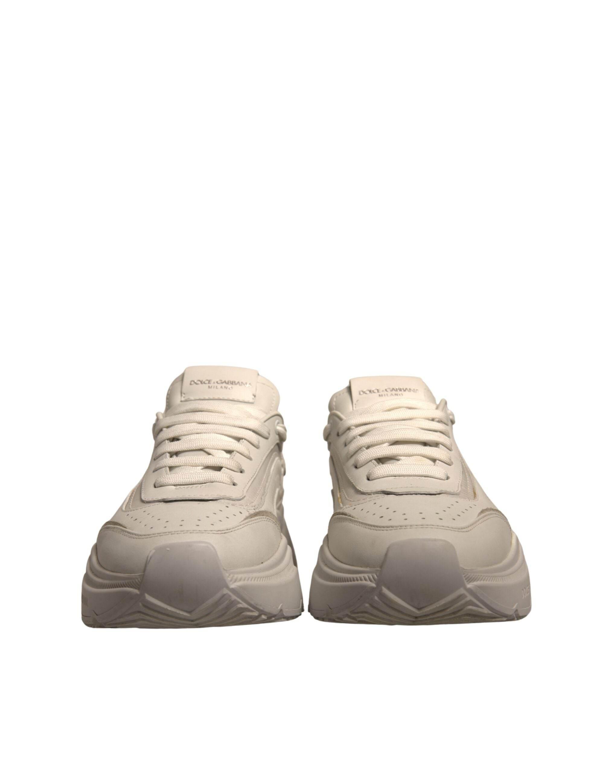 Dolce & Gabbana White Daymaster Leather Low Top Sneakers Shoes - Hilstor