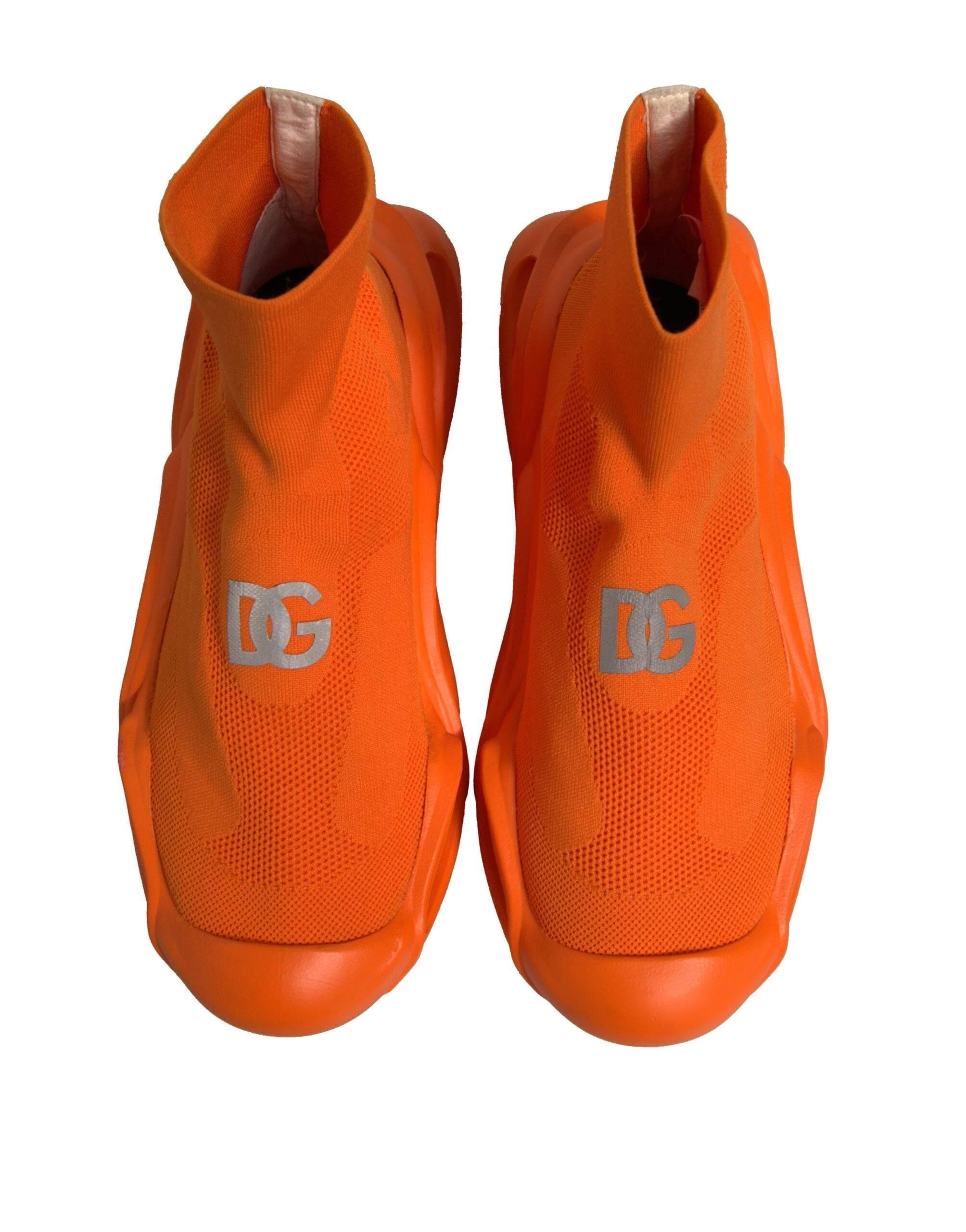 Dolce & Gabbana Orange Slip On Wave Socks Men Sneakers Shoes - Hilstor