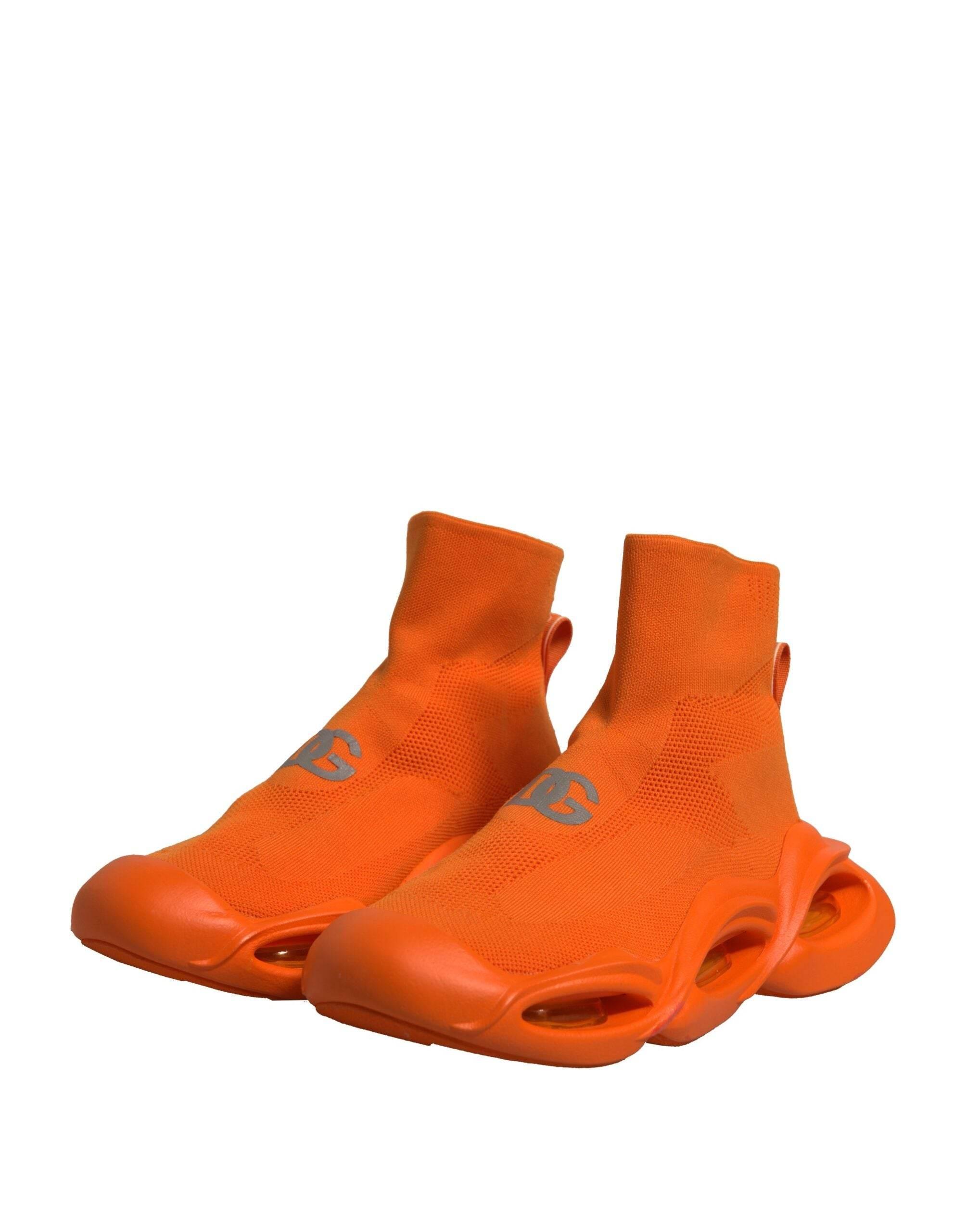 Dolce & Gabbana Orange Slip On Wave Socks Men Sneakers Shoes - Hilstor