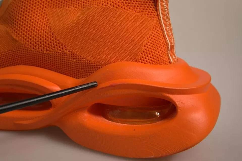 Dolce & Gabbana Orange Slip On Wave Socks Men Sneakers Shoes - Hilstor