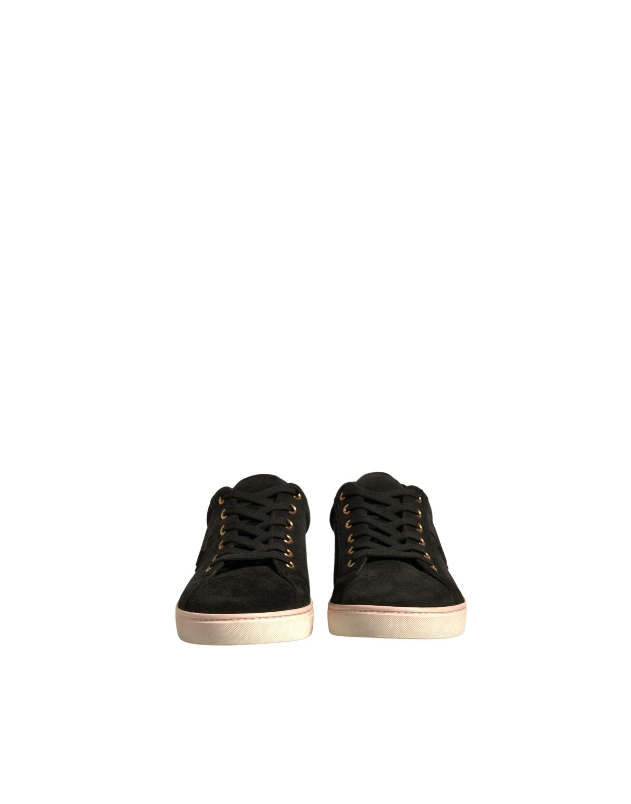 Dolce & Gabbana Black Logo Suede Leather Men Sneakers Shoes - Hilstor
