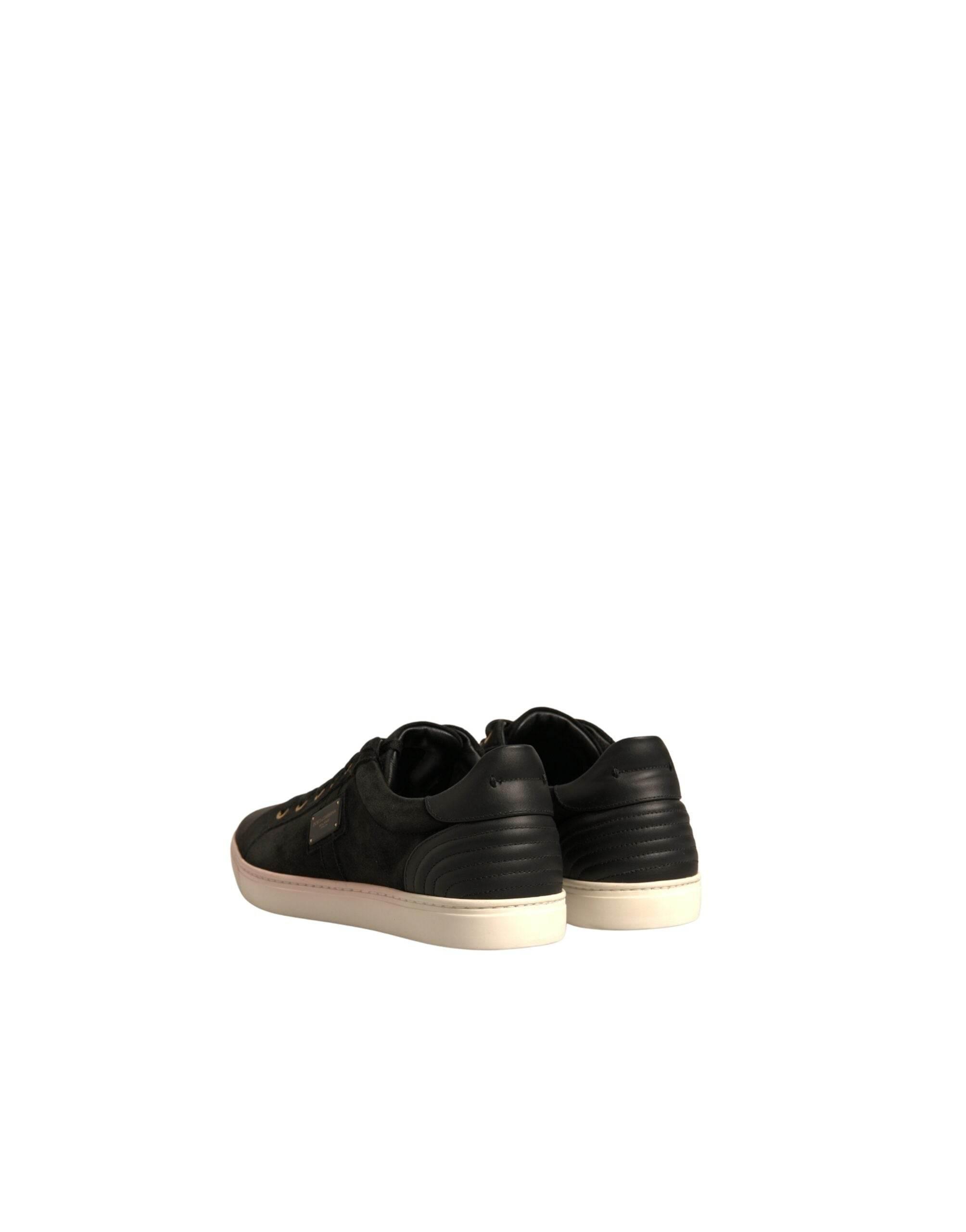 Dolce & Gabbana Black Logo Suede Leather Men Sneakers Shoes - Hilstor