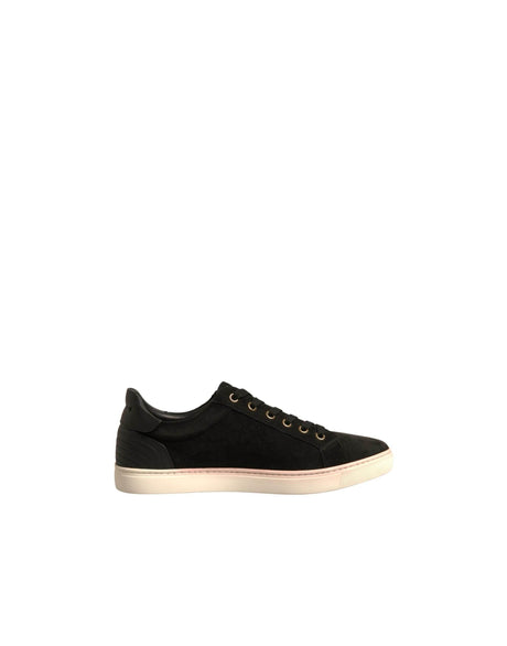 Dolce & Gabbana Black Logo Suede Leather Men Sneakers Shoes - Hilstor