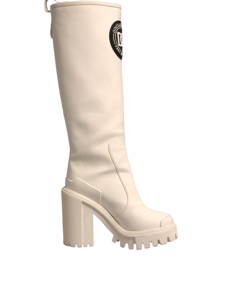 Dolce & Gabbana White DG Logo Hi Trekking Plateau Biker Boots Shoes - Hilstor