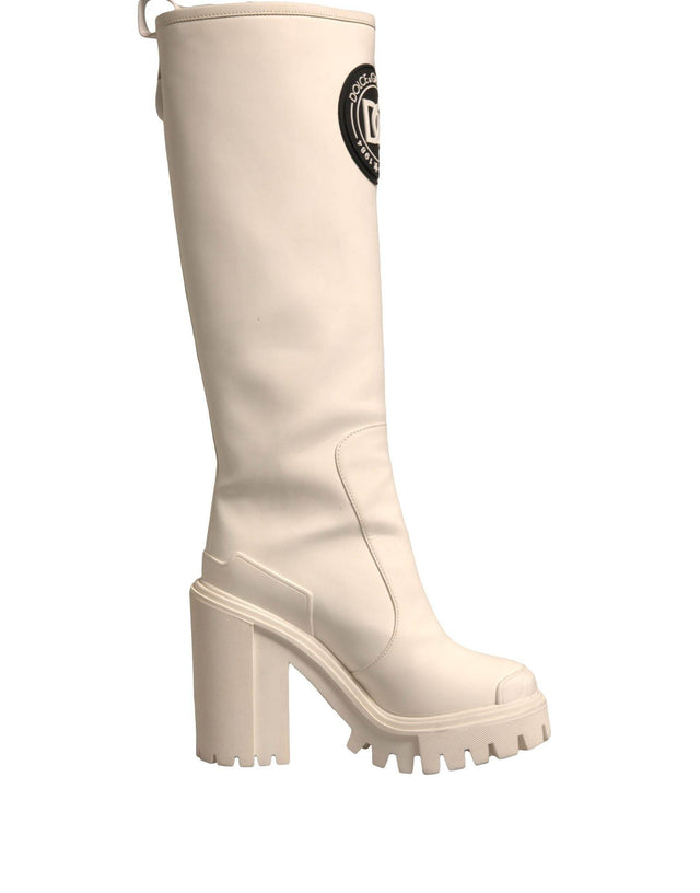Dolce & Gabbana White DG Logo Hi Trekking Plateau Biker Boots Shoes - Hilstor