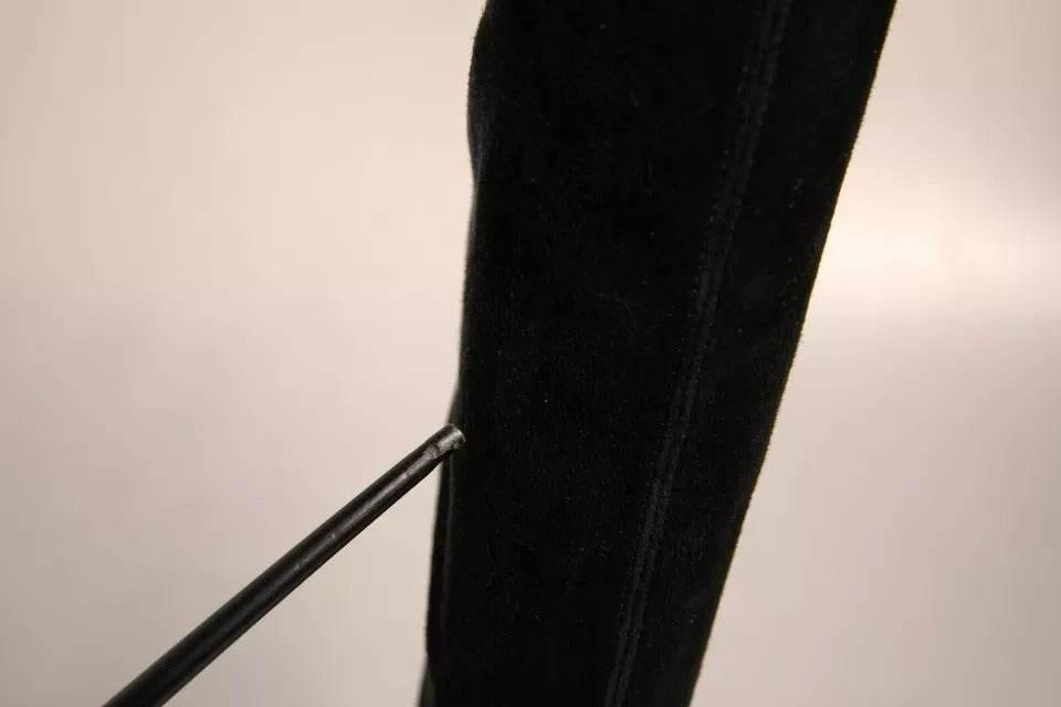 Dolce & Gabbana Black Suede Stiletto Knee High Boots Shoes - Hilstor