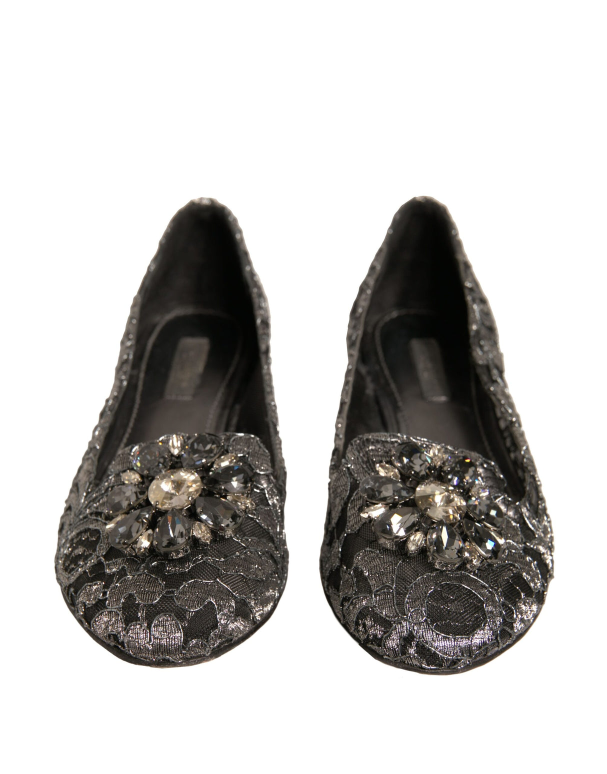 Dolce &amp; Gabbana Sølv Krystal Loafer Blonde Ballet Flats Sko