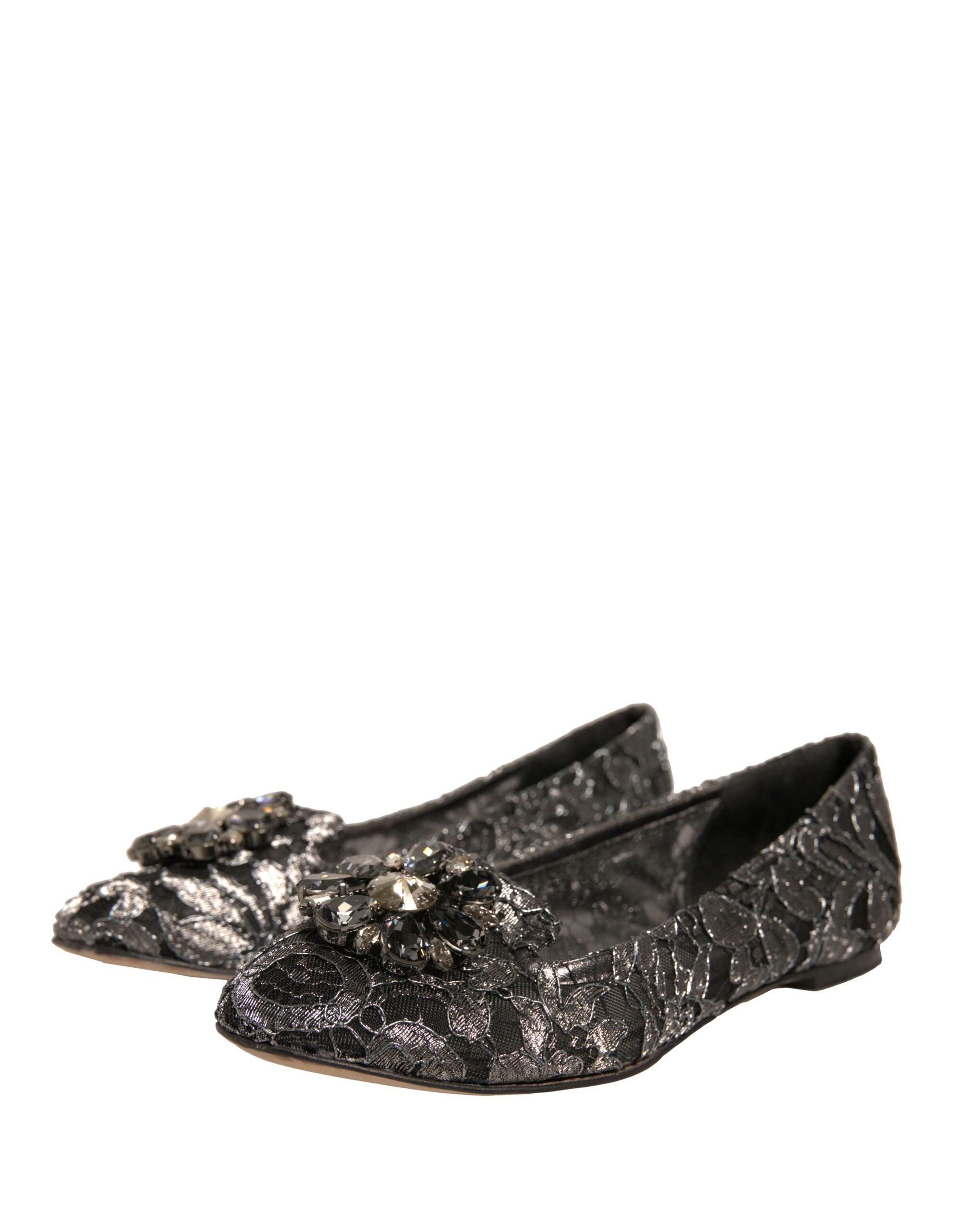 Dolce & Gabbana Sølv Krystal Loafer Blonde Ballet Flats Sko