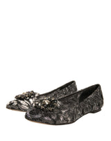 Dolce &amp; Gabbana Sølv Krystal Loafer Blonde Ballet Flats Sko