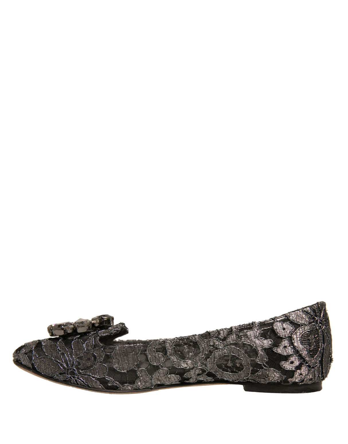 Dolce &amp; Gabbana Sølv Krystal Loafer Blonde Ballet Flats Sko