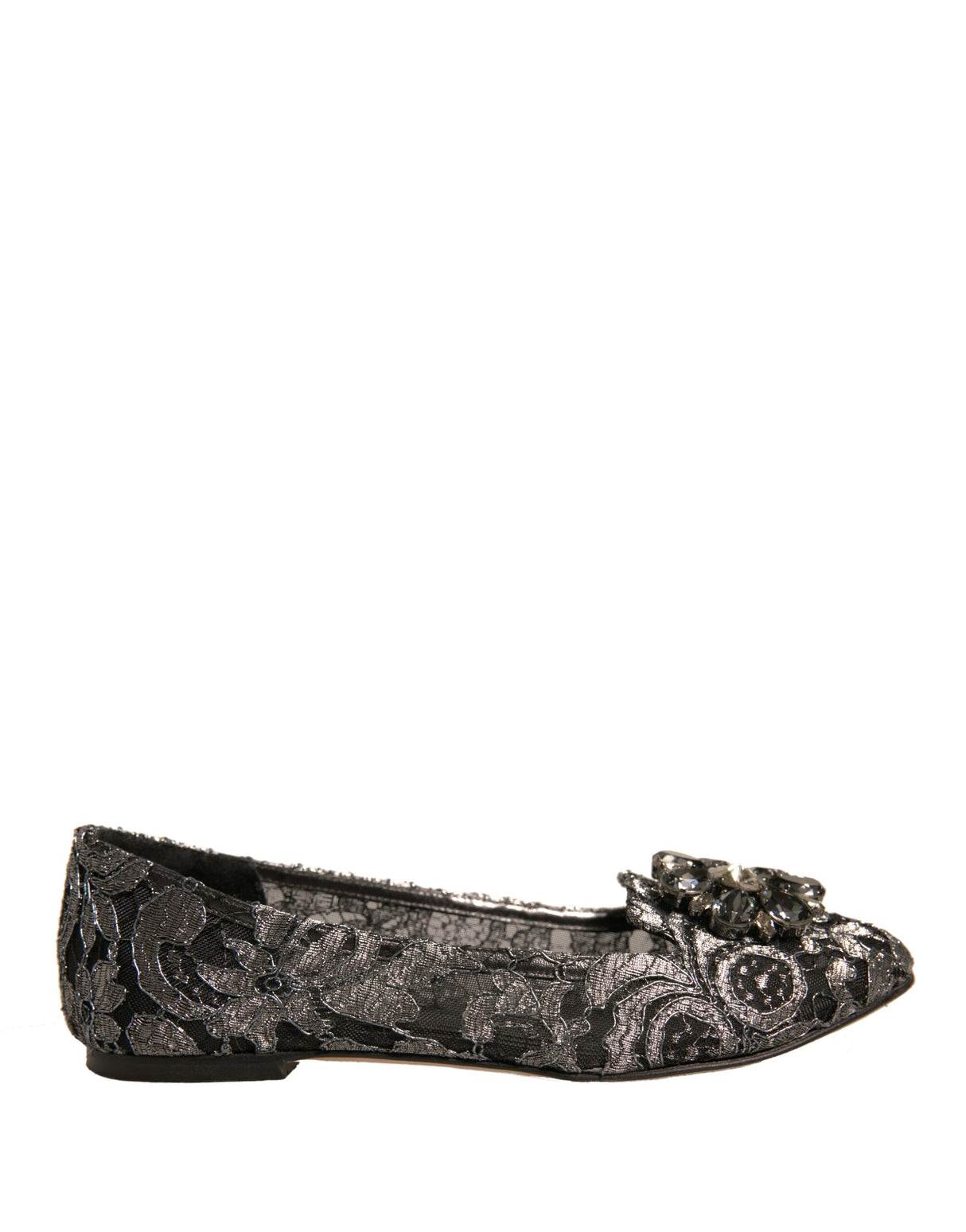Dolce &amp; Gabbana Sølv Krystal Loafer Blonde Ballet Flats Sko