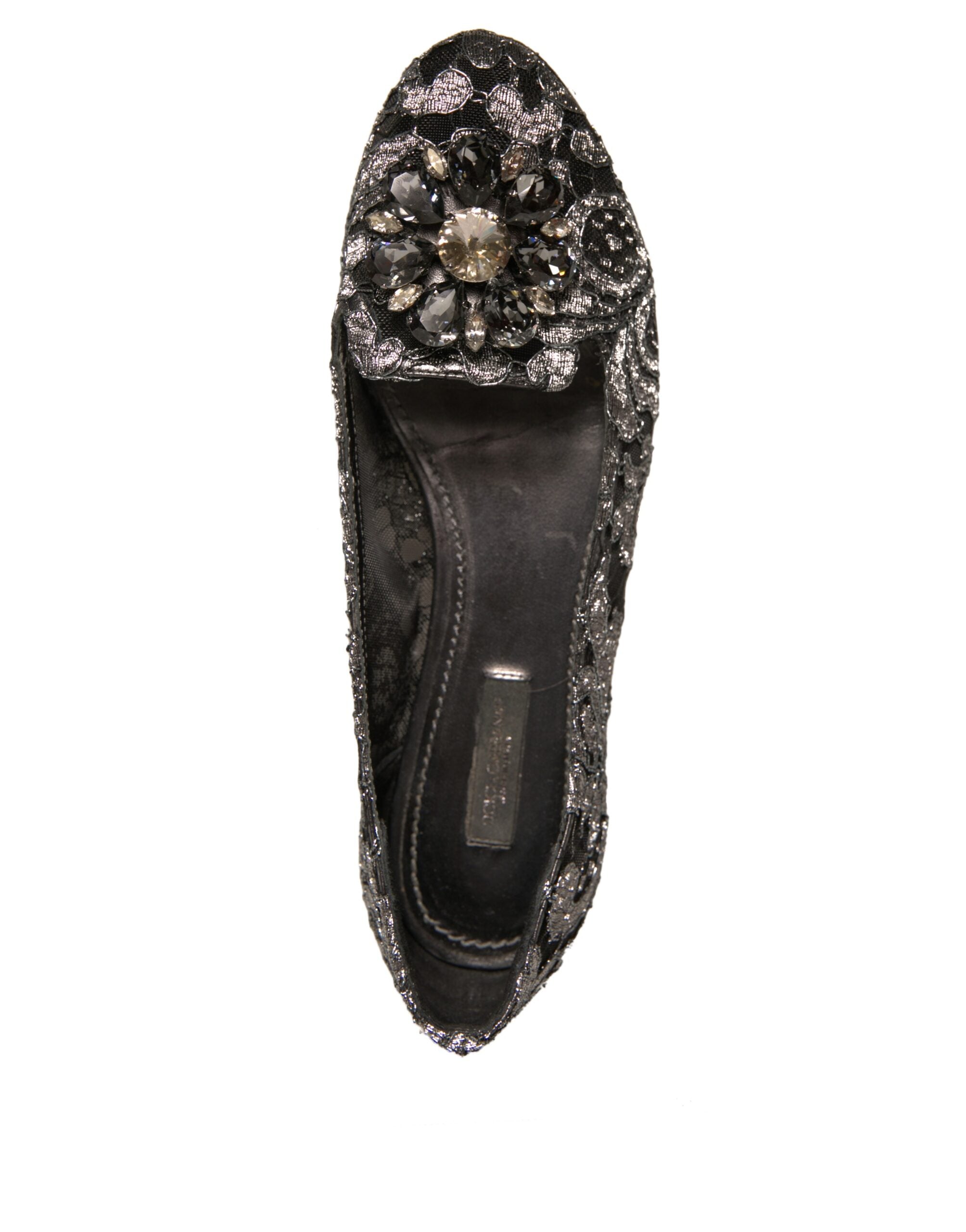Dolce & Gabbana Sølv Krystal Loafer Blonde Ballet Flats Sko