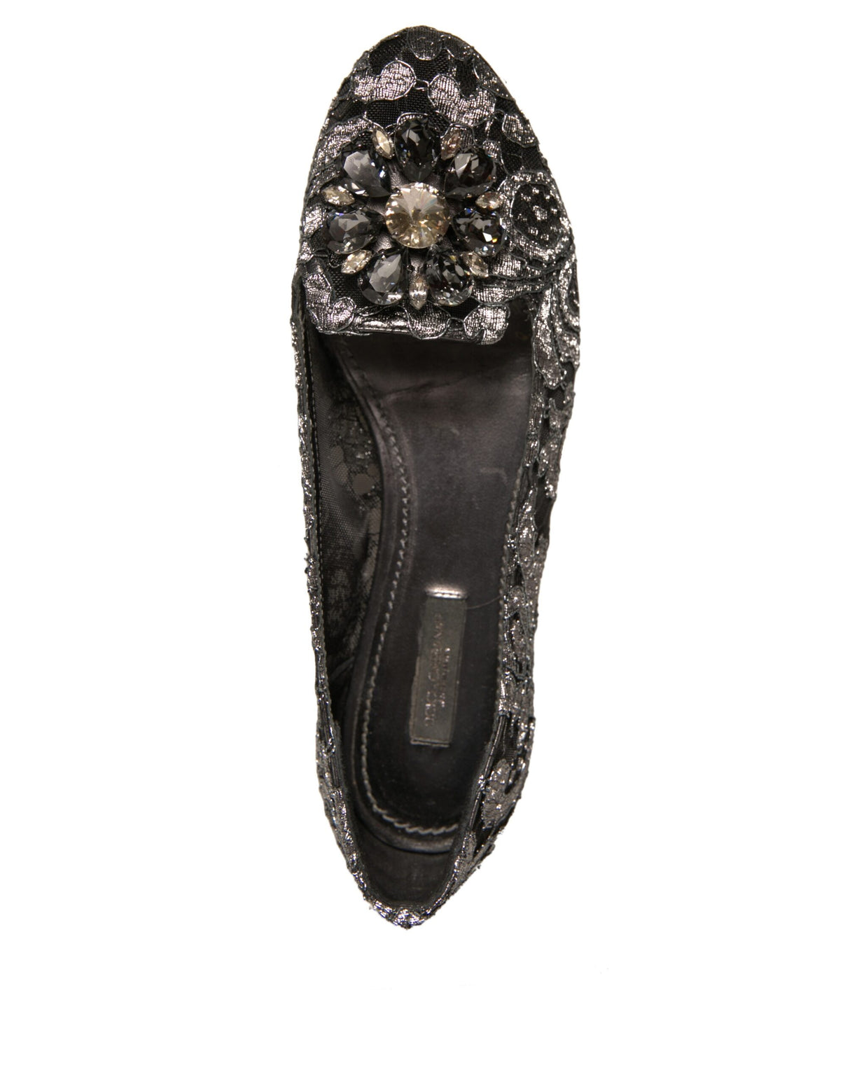 Dolce &amp; Gabbana Sølv Krystal Loafer Blonde Ballet Flats Sko