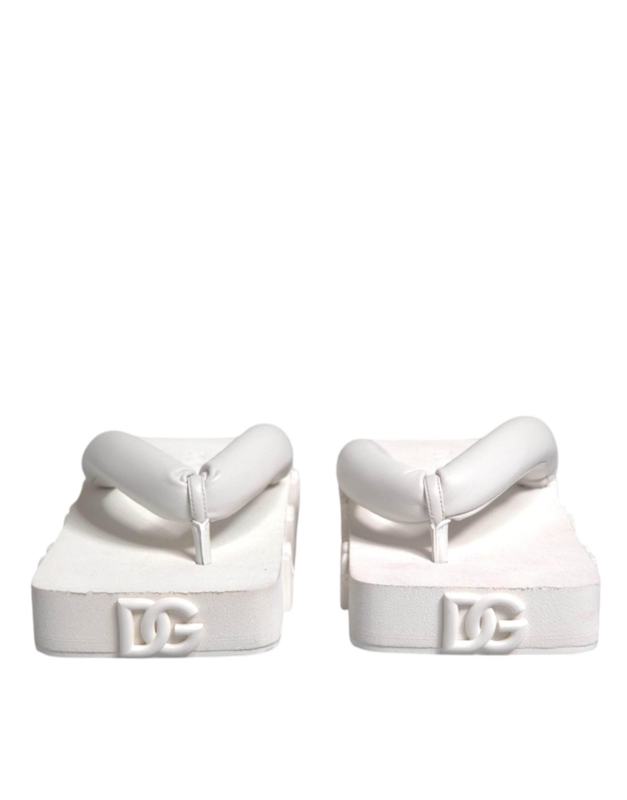 Dolce & Gabbana White Rubber Slides Flats Sandals Shoes - Hilstor