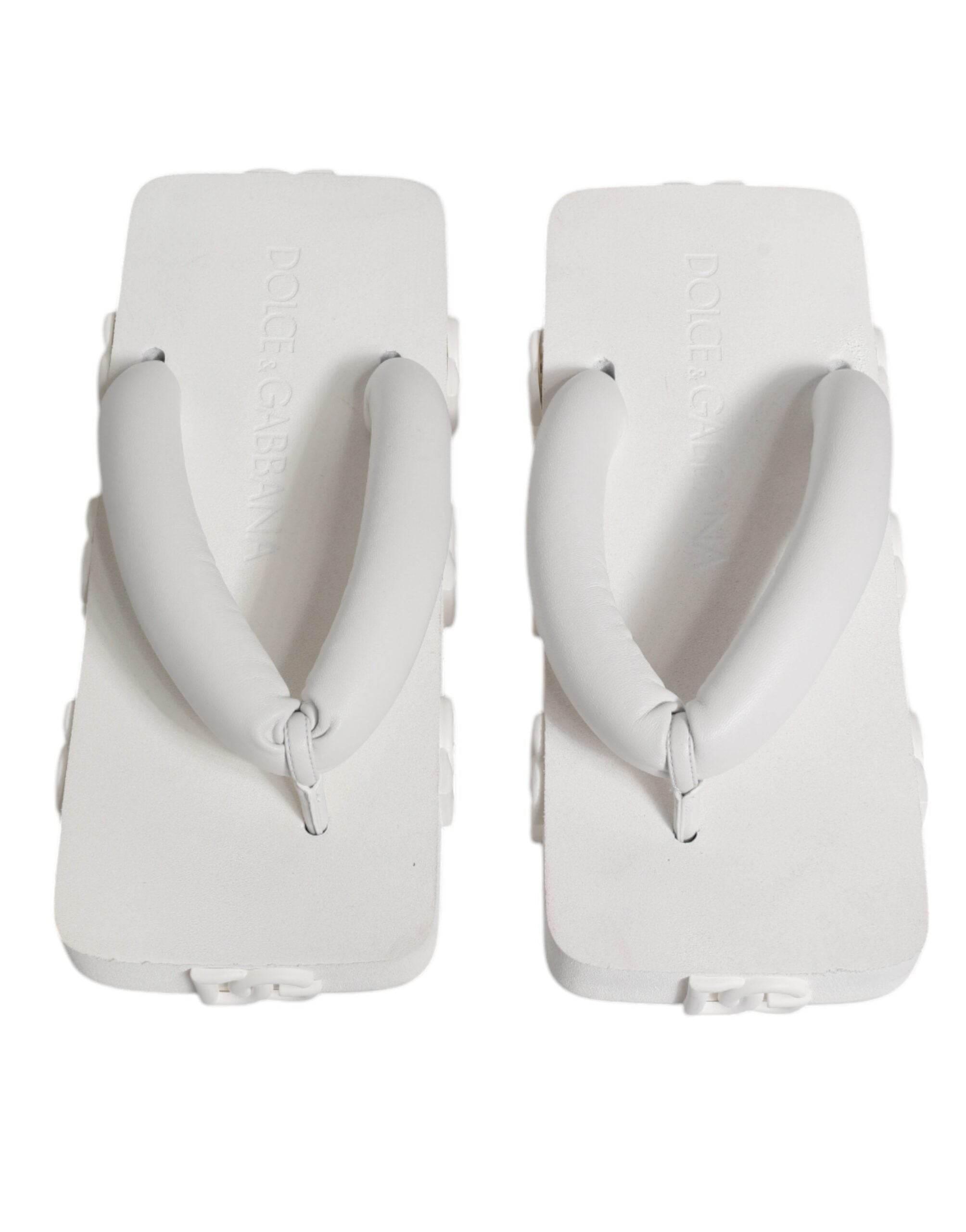 Dolce & Gabbana White Rubber Slides Flats Sandals Shoes - Hilstor