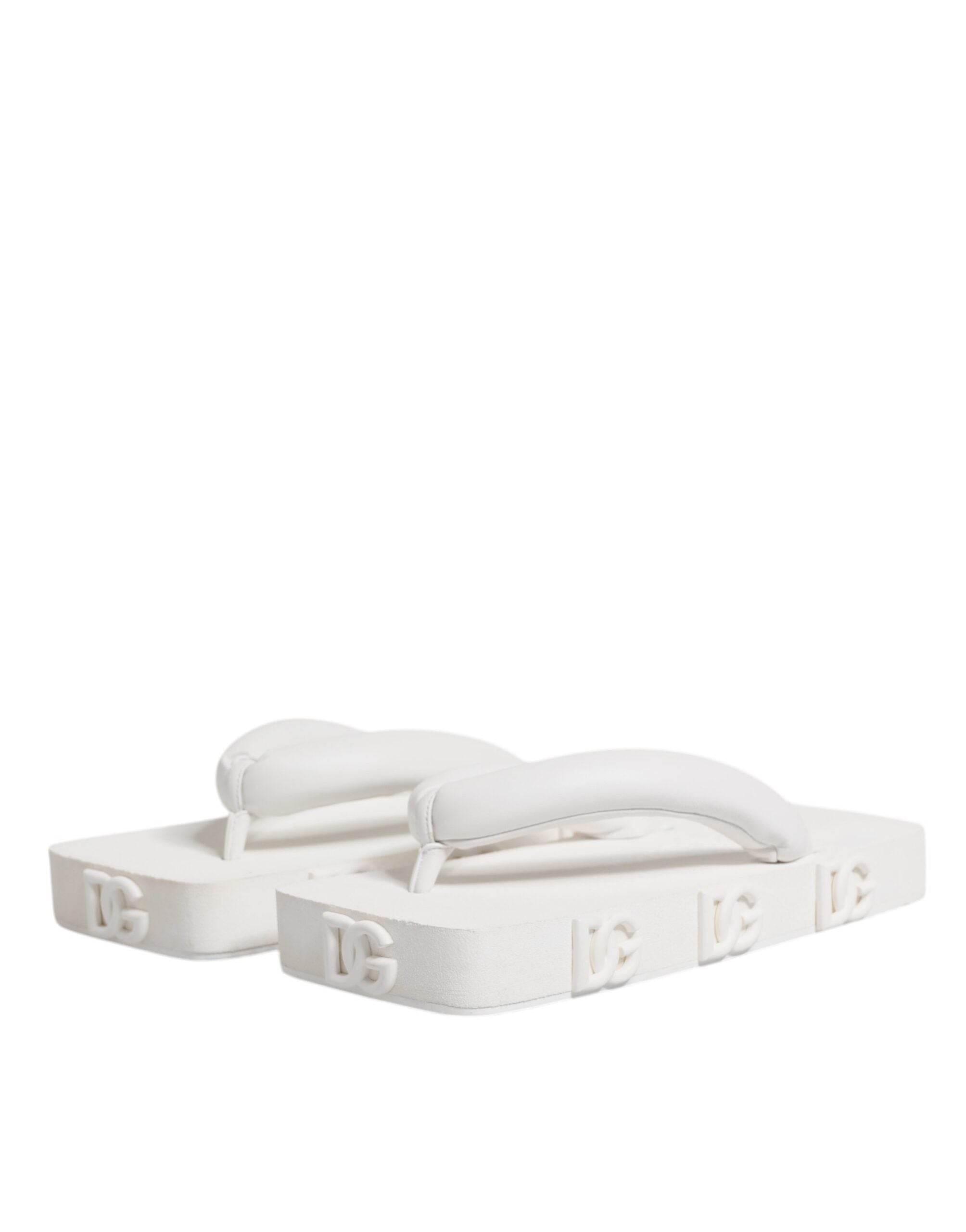 Dolce & Gabbana White Rubber Slides Flats Sandals Shoes - Hilstor