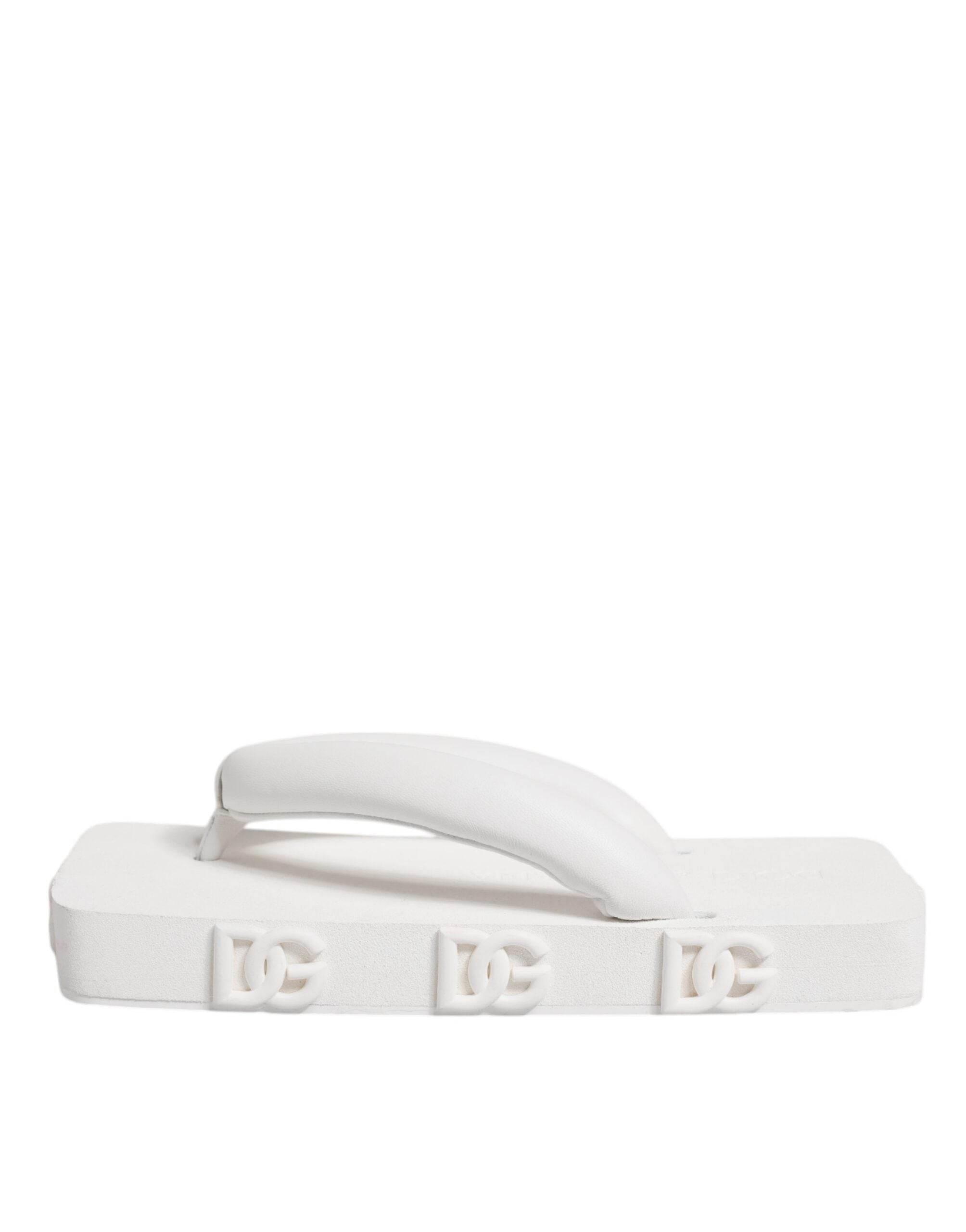 Dolce & Gabbana White Rubber Slides Flats Sandals Shoes - Hilstor
