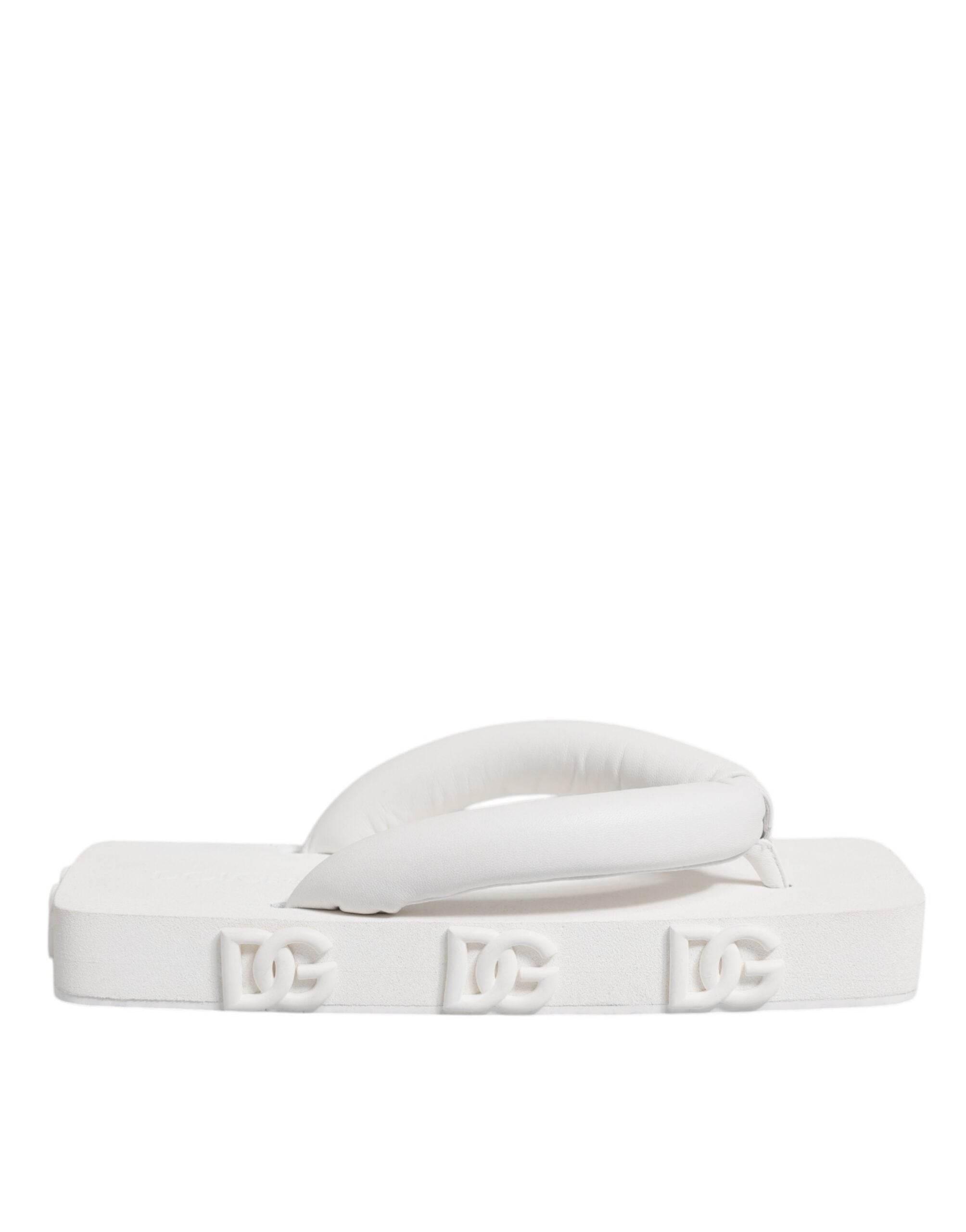 Dolce & Gabbana White Rubber Slides Flats Sandals Shoes - Hilstor
