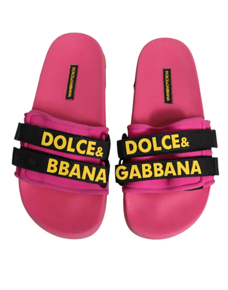 Dolce & Gabbana Fuchsia Neoprene Slides Flats Beachwear Shoes - Hilstor