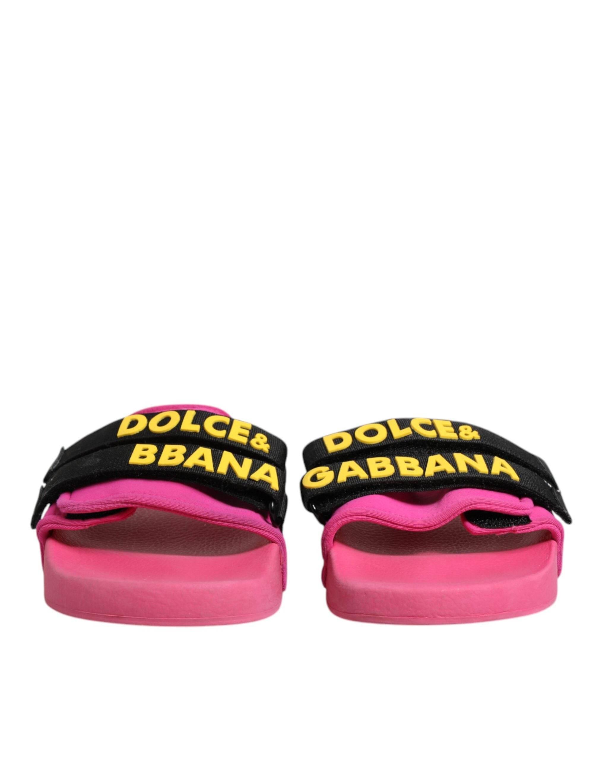 Dolce & Gabbana Fuchsia Neoprene Slides Flats Beachwear Shoes - Hilstor