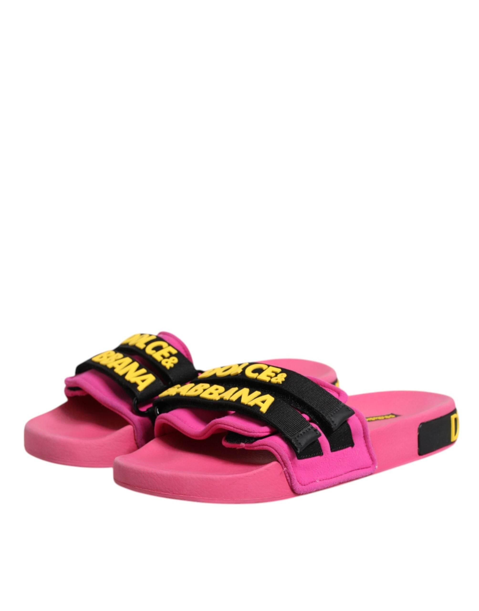 Dolce & Gabbana Fuchsia Neoprene Slides Flats Beachwear Shoes - Hilstor